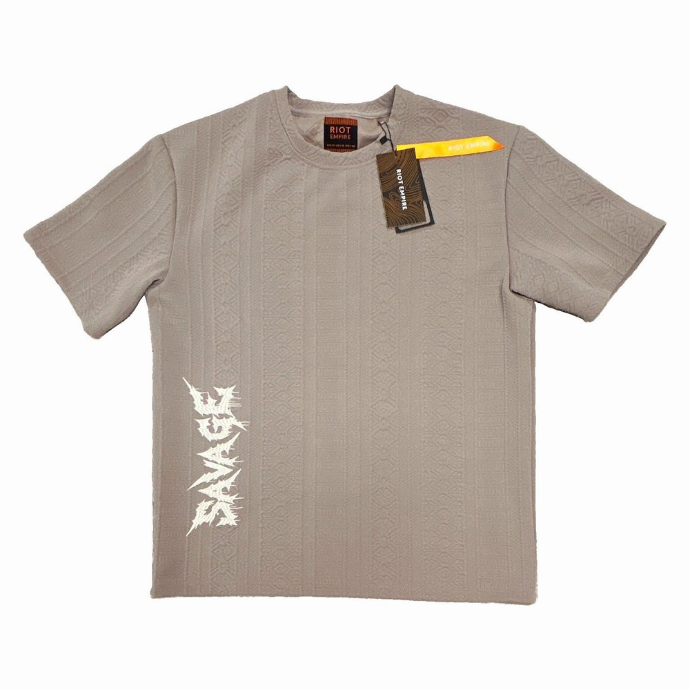 Riot Empire Men's Gray Geometric Crew Neck Logo Short Sleeve T-Shirt MSRP:$29.99